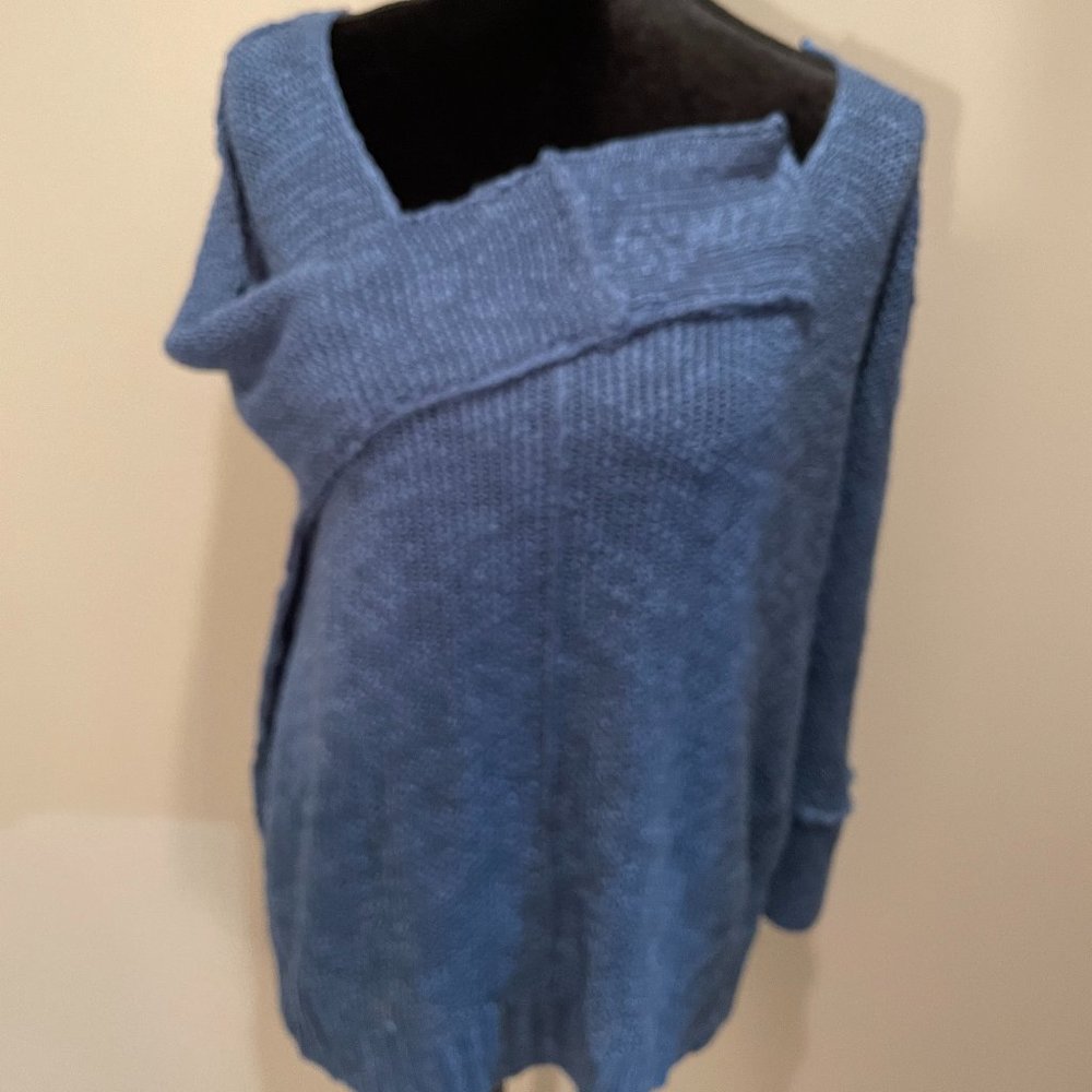 La Meil Womens Lng Sleeve Ribbed Sweater Tunic Top sz S  Blue